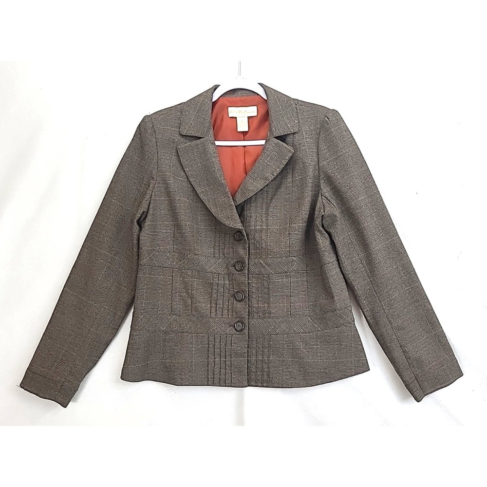 Parisian Signature Womens Blazer 4 Button Sz 14 Pintuck Pleat Office Capsule
